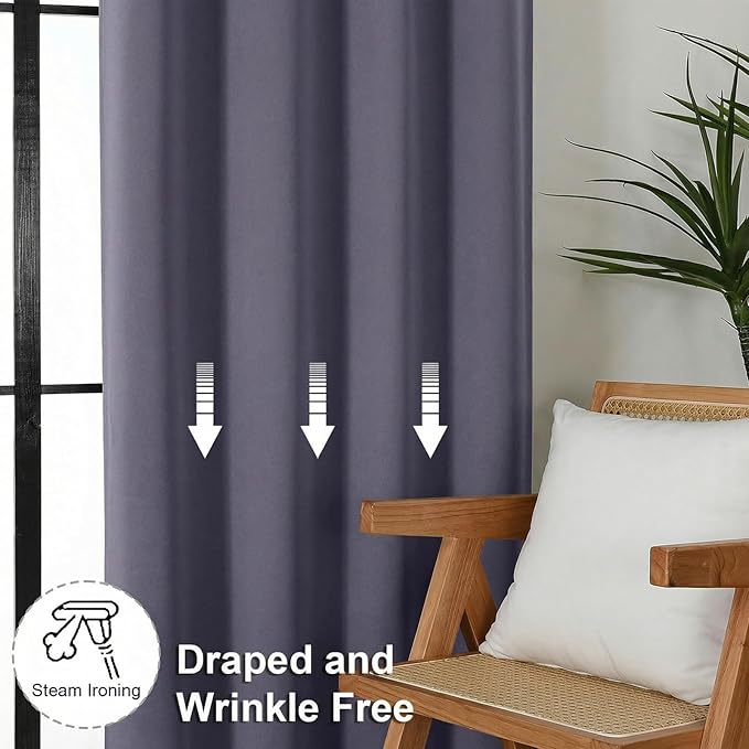 Simplebrand Ava Greyish Purple Short 36 Inches Blackout Curtain 2 Panels Set - Image 7
