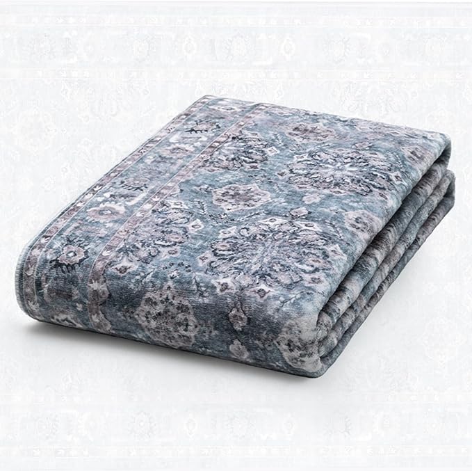 SERISSA Boho Area Rug 5x7 Blue Grey, Washable Large Rugs - Image 5