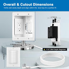 Nearza in Wall Cable Management Kit with Recessed Outlet 9FT Power Cord Fits All Plugs 2 AC Outlets Slim Brush Plate Solution to Hide TV Wires Recessed Outlet Box for wall Mount TV