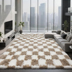 Large Shag Area Rug for Bedroom, 9x12 Ft Beige and White Area Rug Classic by Boshengya