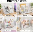 Exerz Desk Organizer 7 Compartments Metal Mesh Pen Holder Caddy White