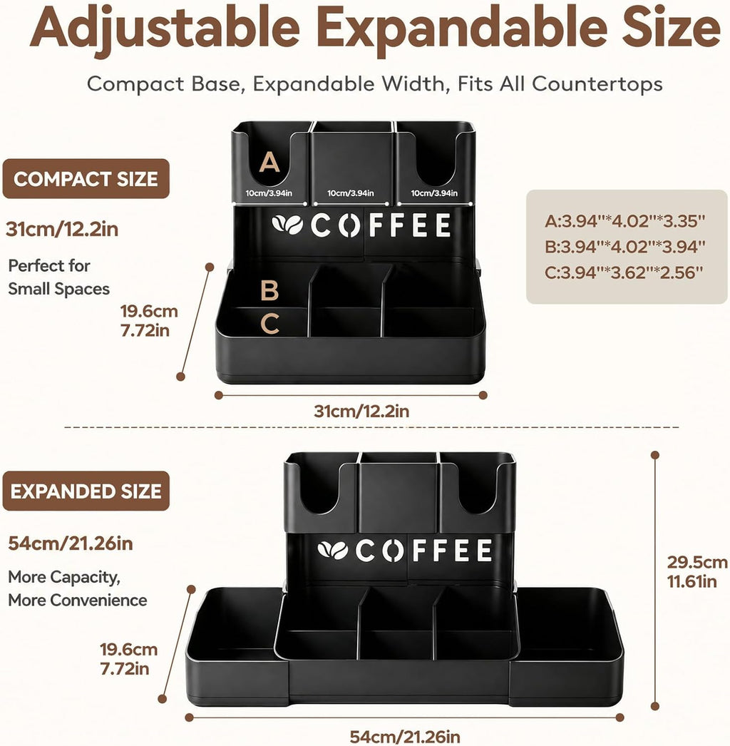 JYPS Double-Deck Coffee Organizer – 11 Large Compartments