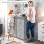 BOLUO Changing Table Dresser with 6 Fabric Drawers, Baby Dresser with Changing Table Top Diaper Changing Station with Storage for Nursery Modern Grey