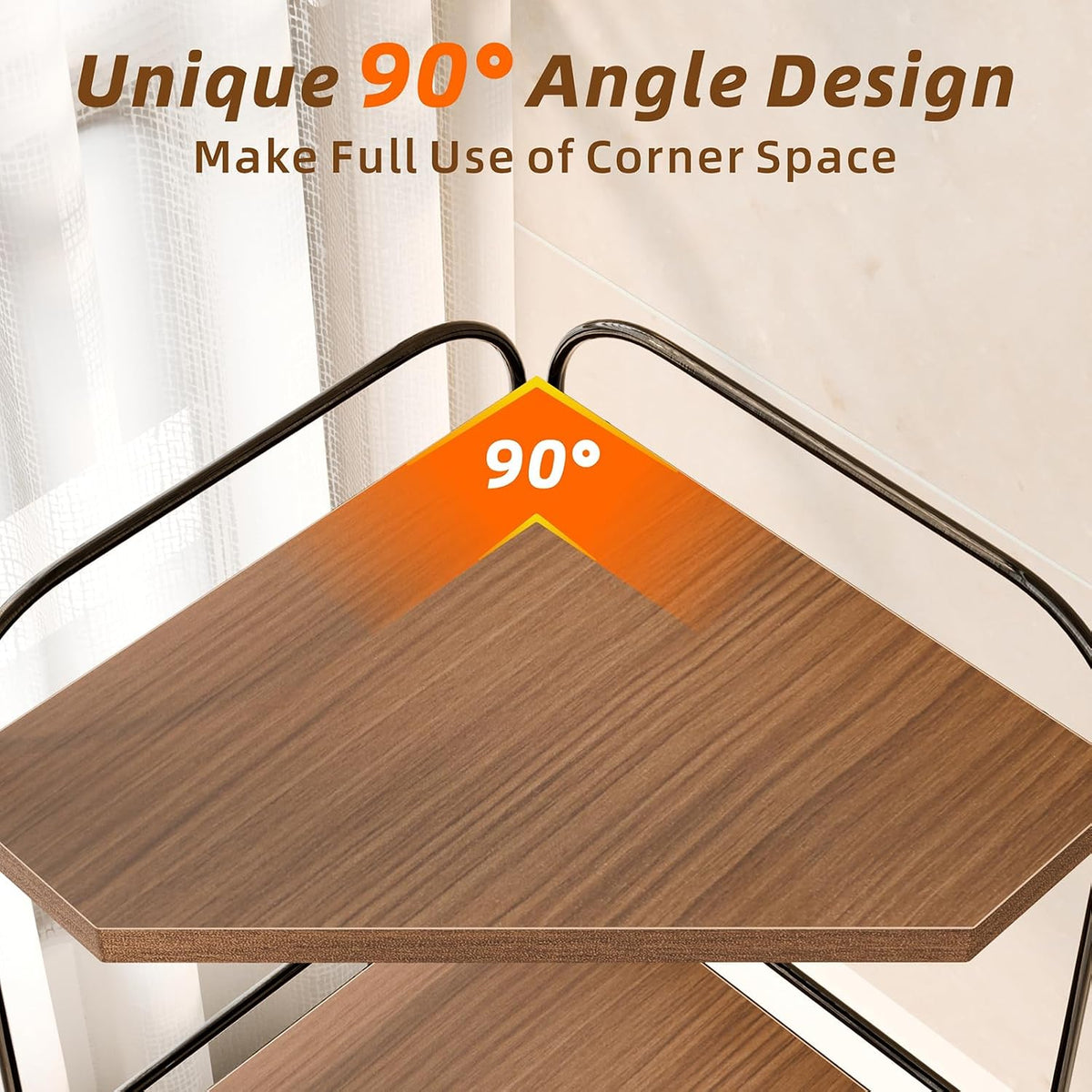 Corner Bathroom Counter Organizer, 3-Tier Wood Countertop Organizer