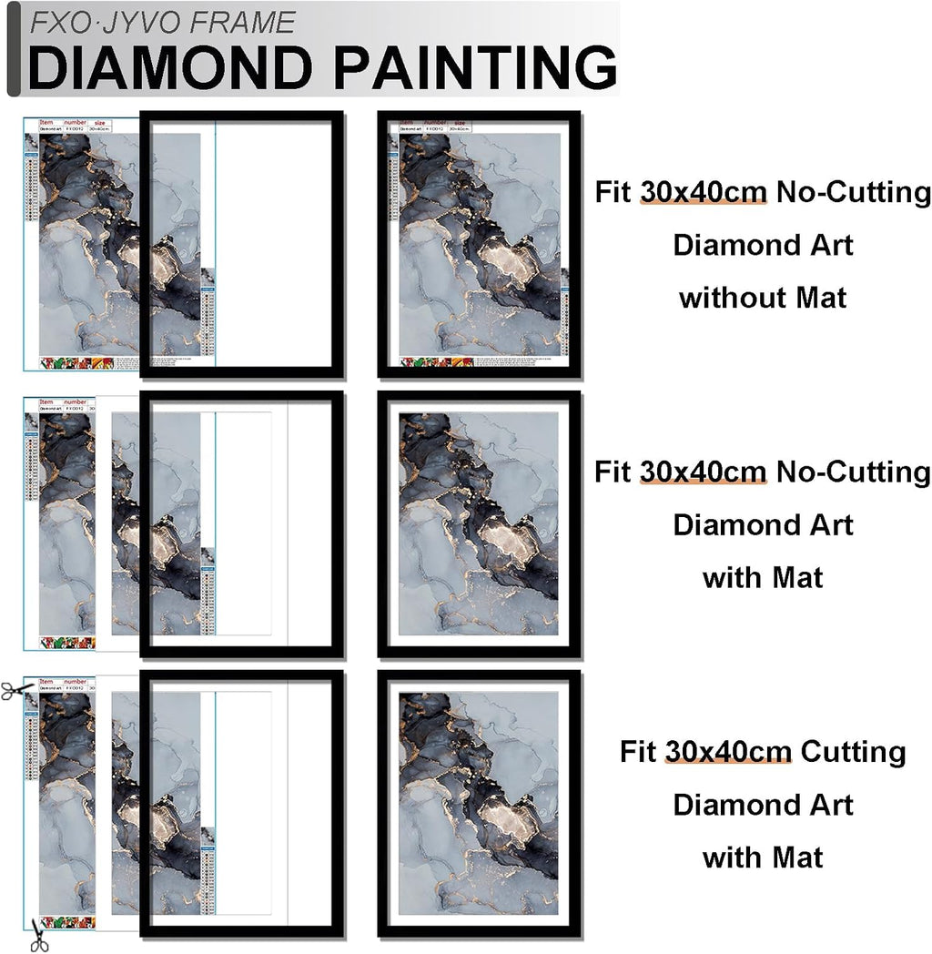 2 Pcs 12 x 16 Frame Black Display Diamond Art Painting 30x40cm, 10x14 Mat