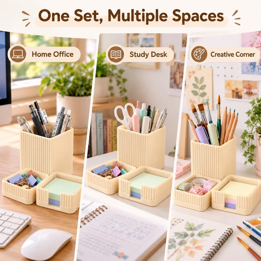 Aesthetic Desk Organizer Set,3-Piece Sturdy Plastic Office Accessories