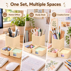 Aesthetic Desk Organizer Set,3-Piece Sturdy Plastic Office Accessories