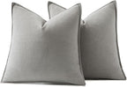 MIULEE Decorative Linen Pillow Covers 20x20 Inch Light Gray ​Boho Farmhouse​ - Image 6