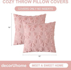 decorUhome Pink Bow Pillow Covers Set of 2 Coquette Aesthetic Cute Preppy Plush - Image 7