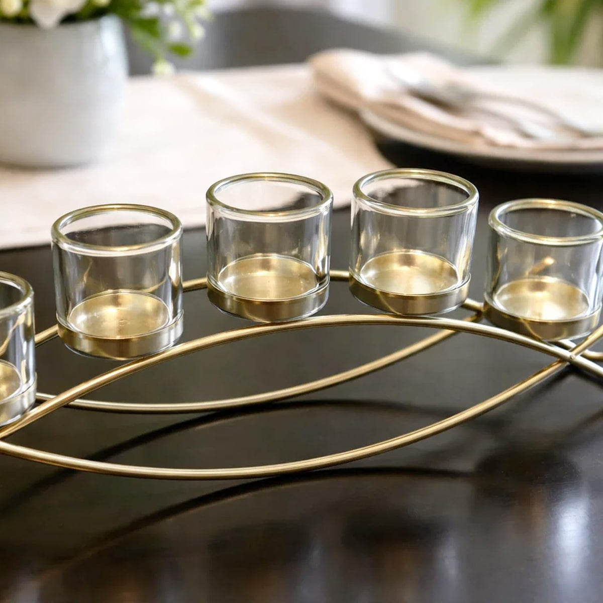 Seraphic Centerpieces for Tables, Dining Room Candle Holder Decor, Gold