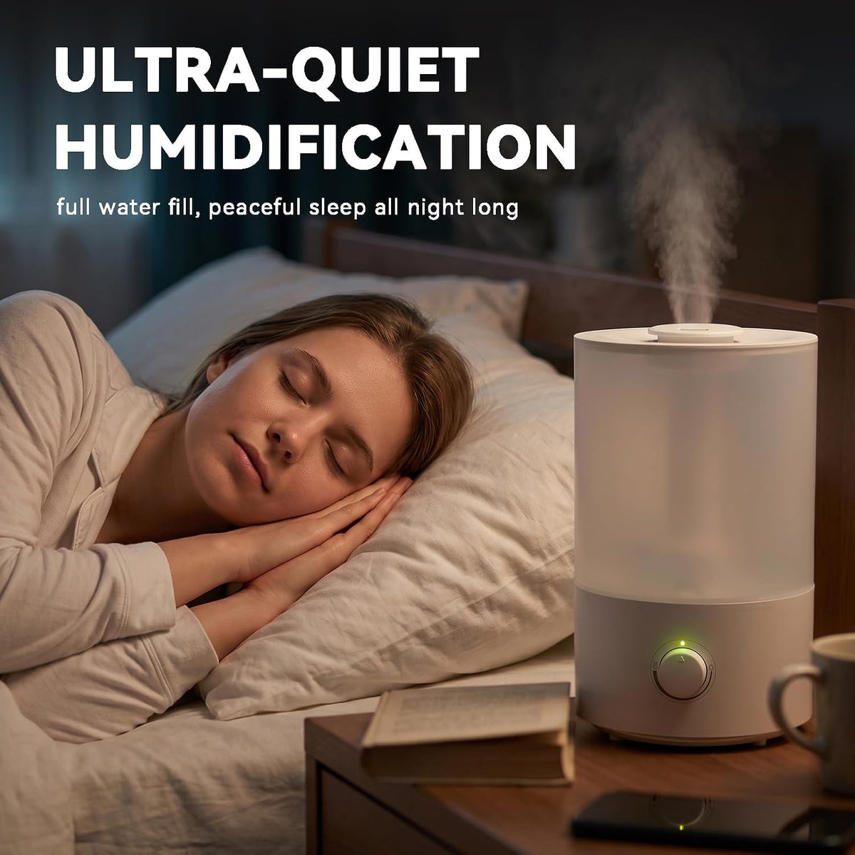 4L Humidifier for Large Room - High Mist Output, 60 HR Runtime, Ultrasonic Top Fill Humidifiers for Bedroom, Easy to Use & Clean for Home & Baby