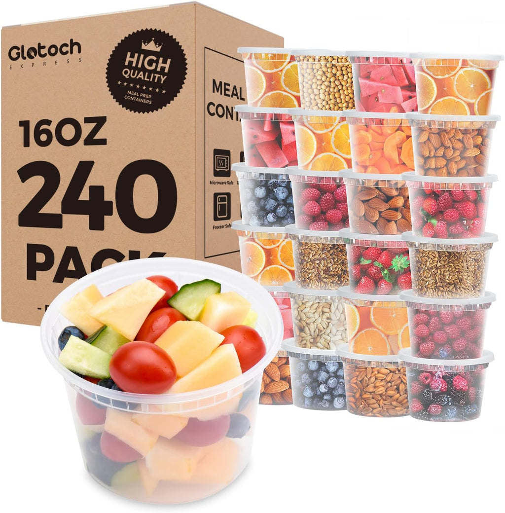 Glotoch Express 24 Sets 16 oz Deli Containers with Lids,Leakproof&BPA-Free
