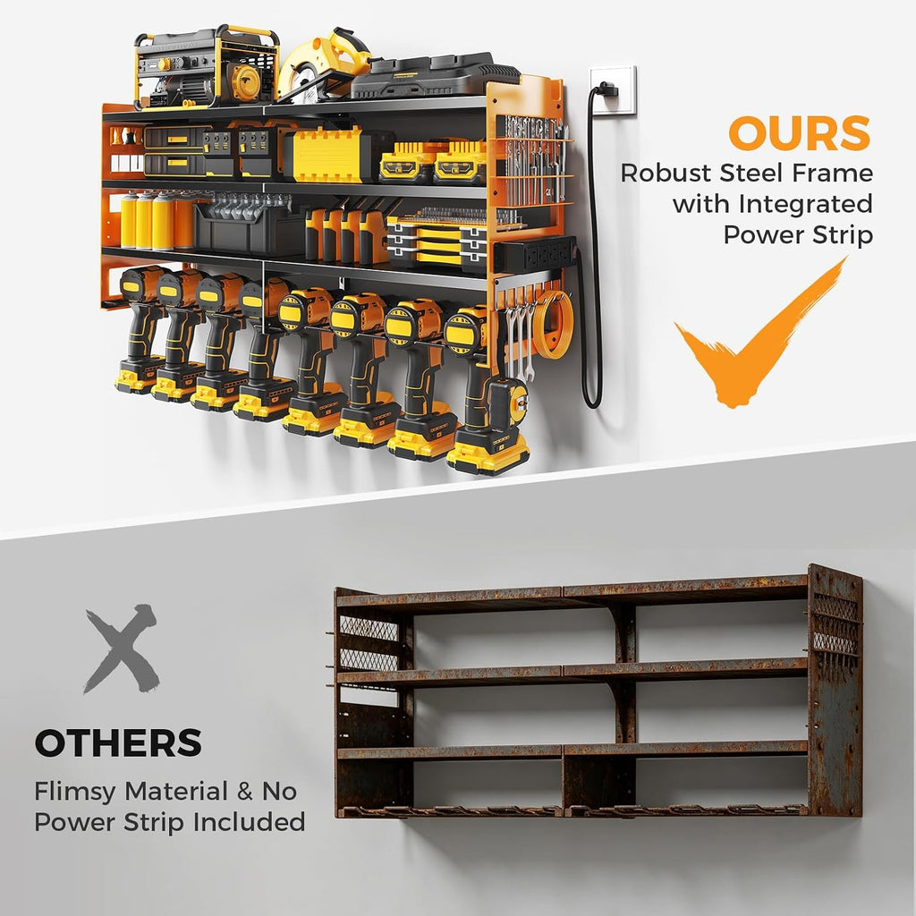 NEWBULIG Large 33" Power Tool Organizer with 4-Outlet Power Strip
