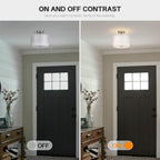 Semi Flush Mount Ceiling Light Fixture,Bedroom Ceiling Light,12.6'' Light Fixtures Ceiling Mount,Drum Light Fixture,3-Light Modern Close to Ceiling Lamps for Living Room Dining Room Kitchen Entryway