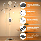 PACOVY Floor Lamp, Adjustable Height Floor Lamps for Living Room Bedroom, 120 LED Super Bright Standing Lamp Remote & Touch Control Dimmable Gooseneck Tall Stand Reading Lamp for Office Craft, Black