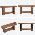 Garvee 63" Farmhouse 2-Tier Console Table for Entryway, Retro Brown