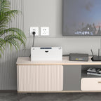 Bamboo Cable Management Box, Large Cord Organizer Box Cable Box to Hide Wires & Power Strips for Desktop Storage Cord Holder for Office Home,No Assembley Required (All White, 1Medium)
