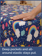 Kids Twin Size Rainbow Sky Bed Sheets - 3 Piece Kids Rainbow Sky Sheet Set