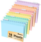 SUNEE Plastic Hanging File Folders,12 Pack Letter Size Hanging File Folders with 1/5-cut Tabs,Stay Organized for Your Home and Office Bulk File,Documents and Paper,6 Pastel Colors