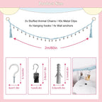 CERETIA 80" Stuffed Animal Organizer Chain, Corner Storage,Baby Blue,2pc