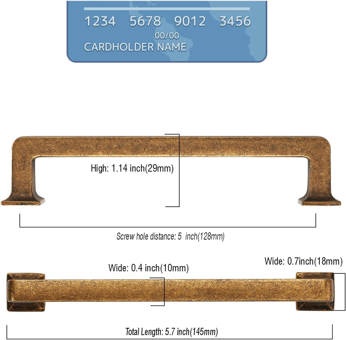 9BUILD 6 Pack 5 Inch Antique Brass Cabinet Handles,Kitchen Hardware