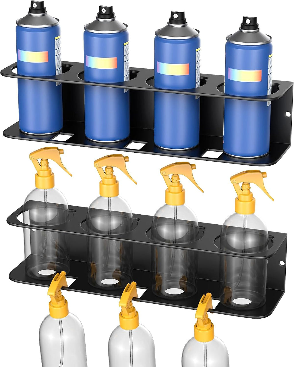 TORACK Spray Bottle Holder Wall Mount, 4-Pack Spray Can Rack for Garage