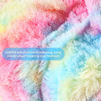 RYNGHIPY 3Pcs Rainbow Long Hair Bedding Sets Twin for Girls