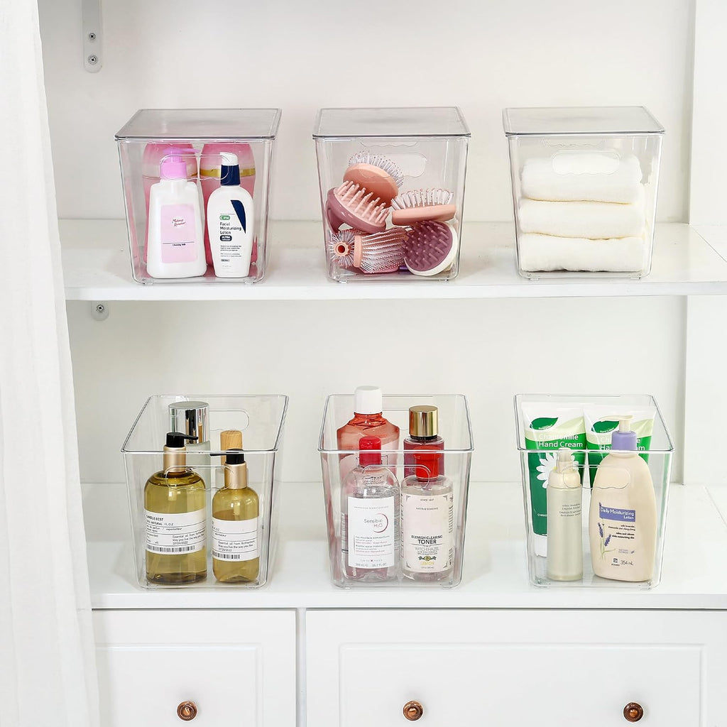 Vtopmart 8 Pack Clear Stackable Storage Bins with Lids and Handles, XLarge