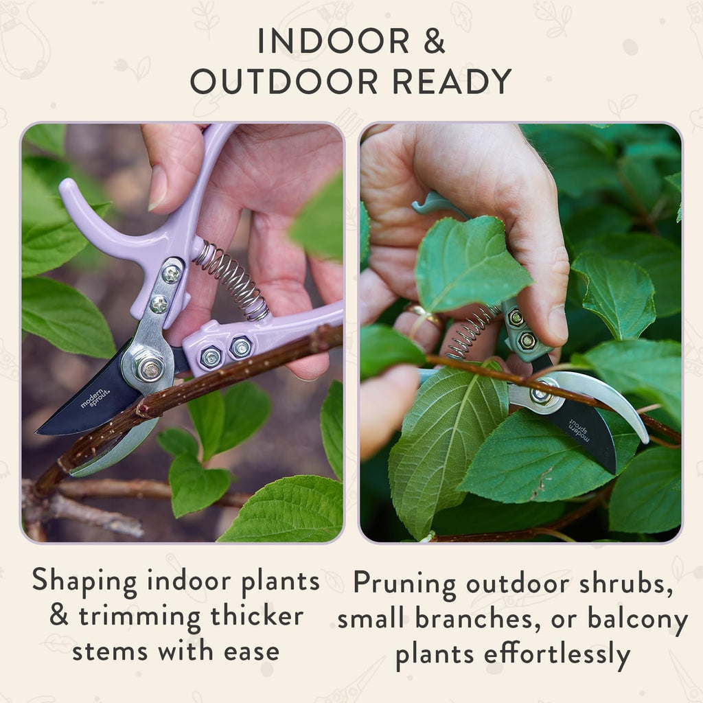 Modern Sprout Bypass Hand Pruners - Scissors - Gardening Tools - Lavender