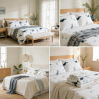 Where The Polka Dots Roam Nautical Ocean Queen Bedding Set - 4 Piece Super Soft Kids Bed Set with Fitted Sheet, Flat Sheet, and Pillowcases - Underwater Sea Creatures Design for Boys Girls Room Décor