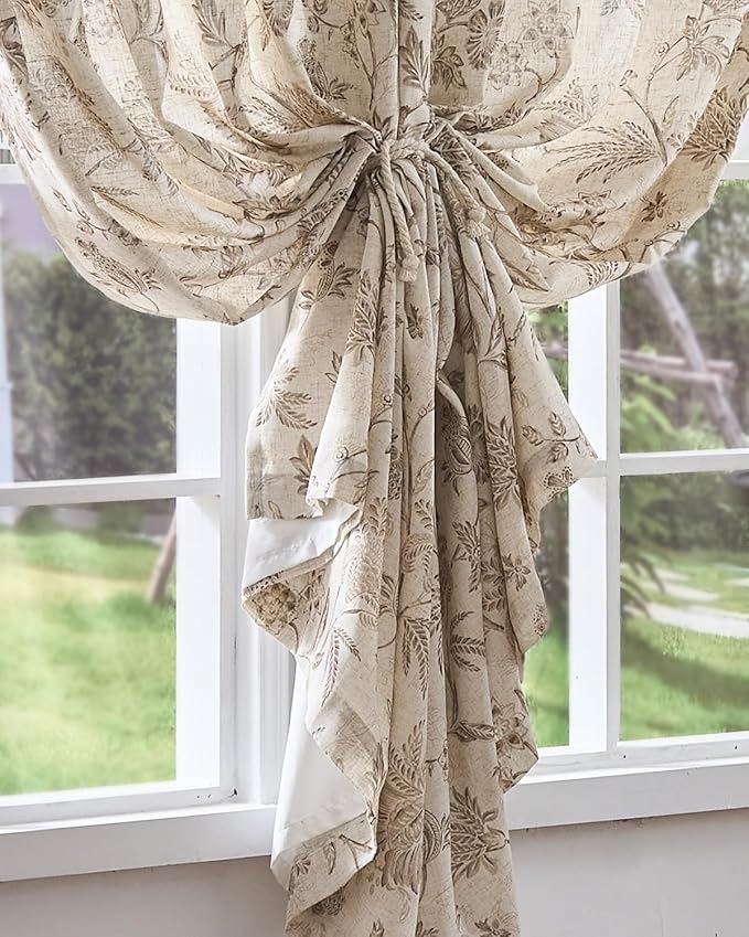 jinchan Lined Linen Floral Curtains - Image 7