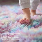 Amdrebio Rainbow Fluffy Round Rug 7Ft Kids Rugs - Image 4