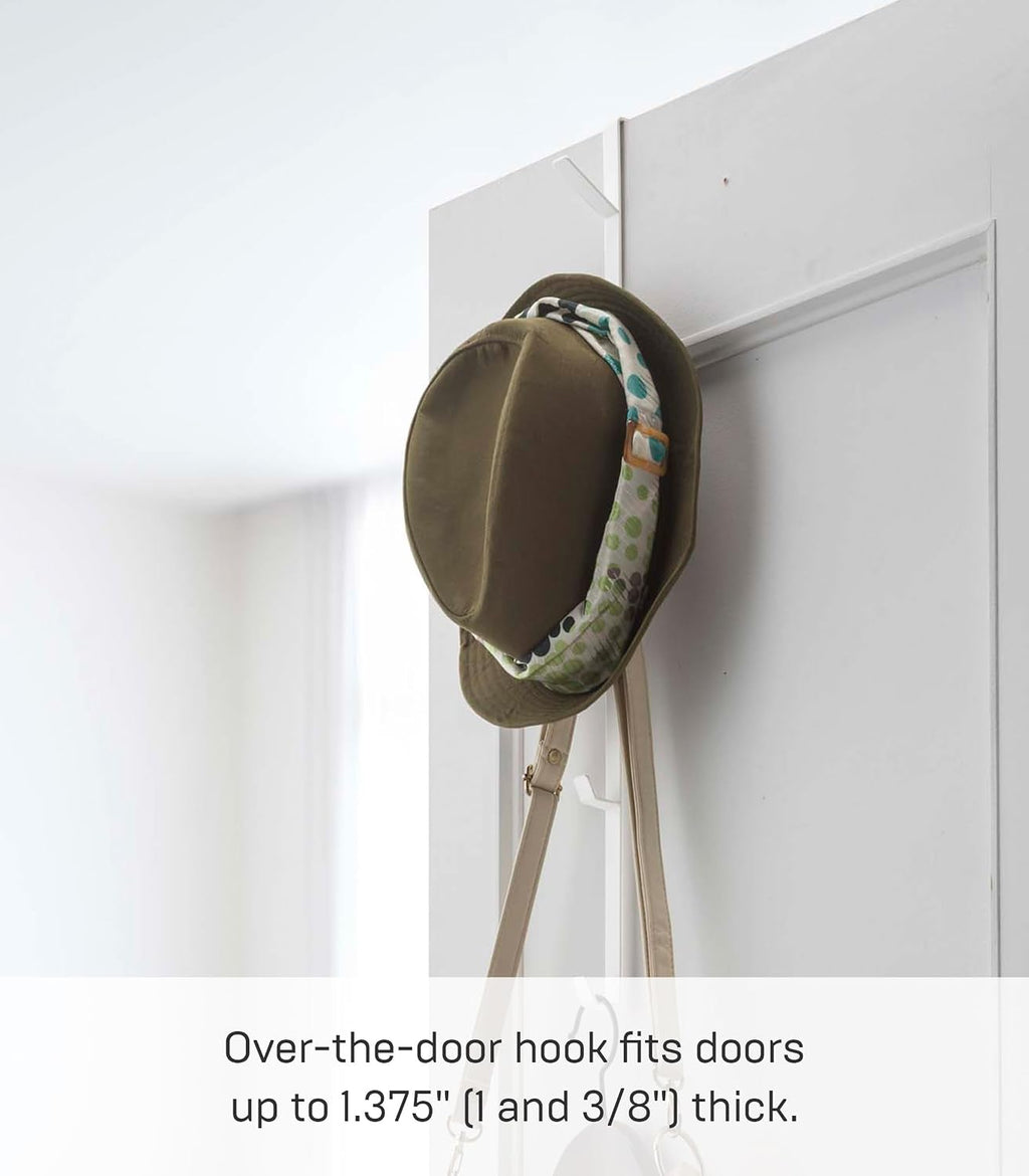 YAMAZAKI Home Over The Door Hooks - Vertical Hanging Coat Rack, Steel, Over-The-Door, No Assembly Req., Fits Doors up to 1.375" Thick