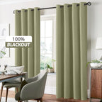 Yakamok Sage Green Linen Curtains 100% Blackout 96 Inches Long, Room Darkening - Image 7