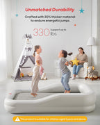 QPAU Inflatable Toddler Travel Bed with 3-Sided, Extra Large, Gray