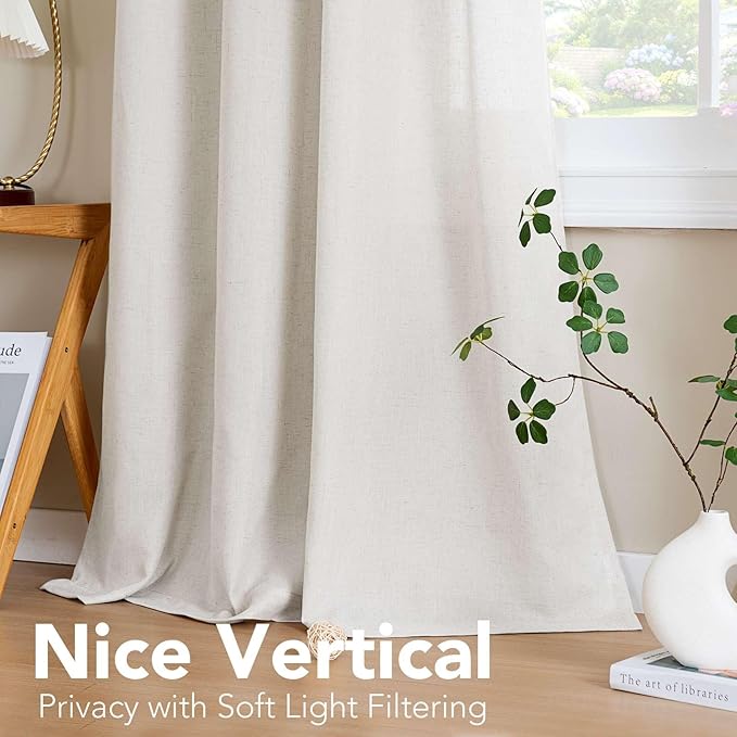 Elegant Natural Linen Blended Energy Efficient Light Filtering Linen Textured - Image 7