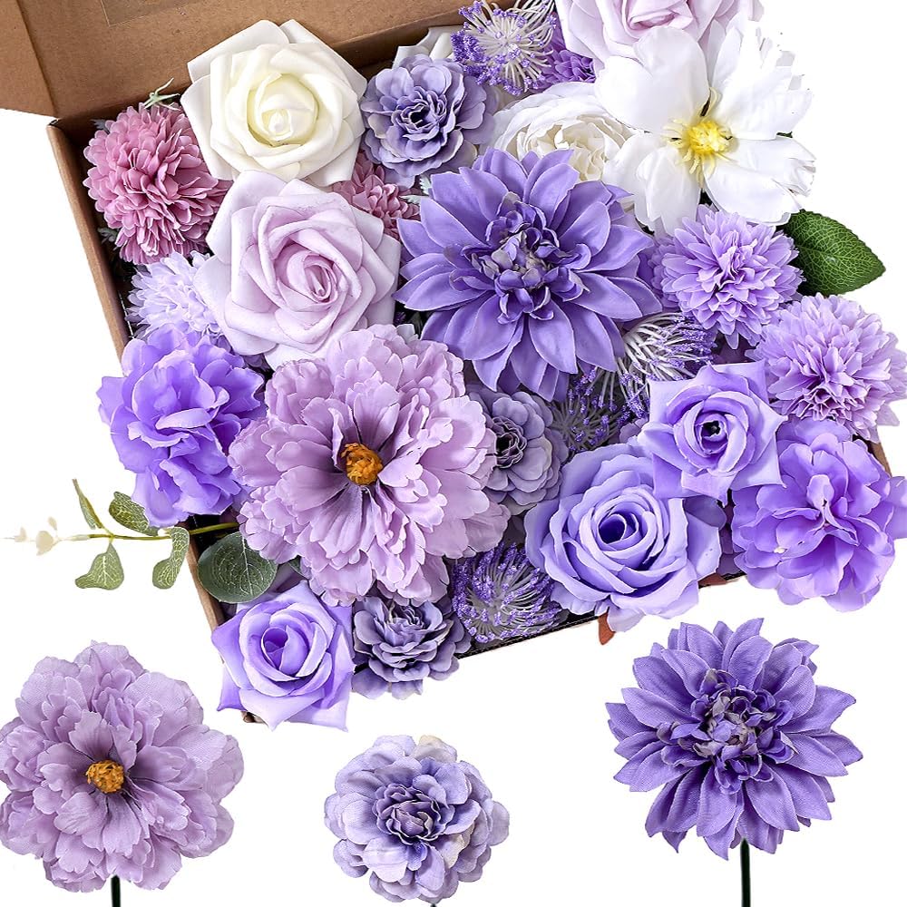 Artificial Flowers Combo Box Blue Fake Rose Flower for Wedding Decorations