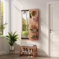 KungFuWood Full Length Mirror with Shelf and Hooks,Entry Way Mirrors for Wall,Wall Mirror with Shelf,Wall Mirror with Storage Multifunctional Design Panel,Living Room (Cherry, 52.4" L x 19" W)