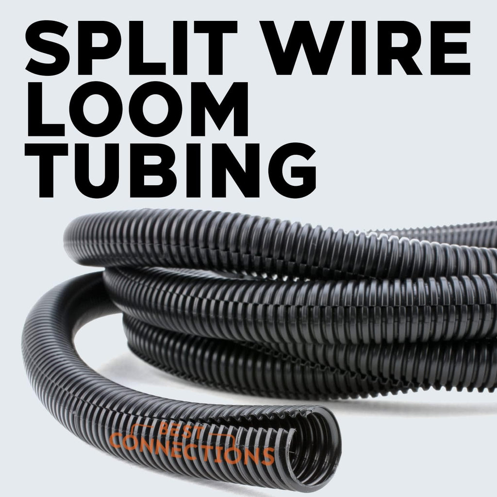 Split Wire Loom Flex-Guard Convoluted Tubing Protective Split Cable Sleeves for Auto Home Industrial Electrical Wires Chemical Resistant Conduit Black (1/4", 1/2", 3/4" - 20 ft)