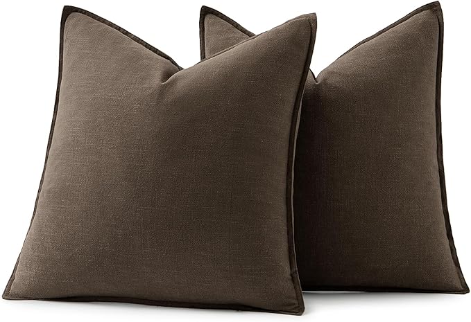 MIULEE Decorative Linen Euro Sham Pillow Covers 24x24 Dark Coffee Chocolate - Image 6