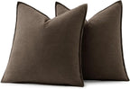 MIULEE Decorative Linen Euro Sham Pillow Covers 22x22 Inch Dark Coffee - Image 6