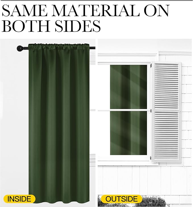 NICETOWN Dark Green Blackout Cafe Satin Curtains - Image 6