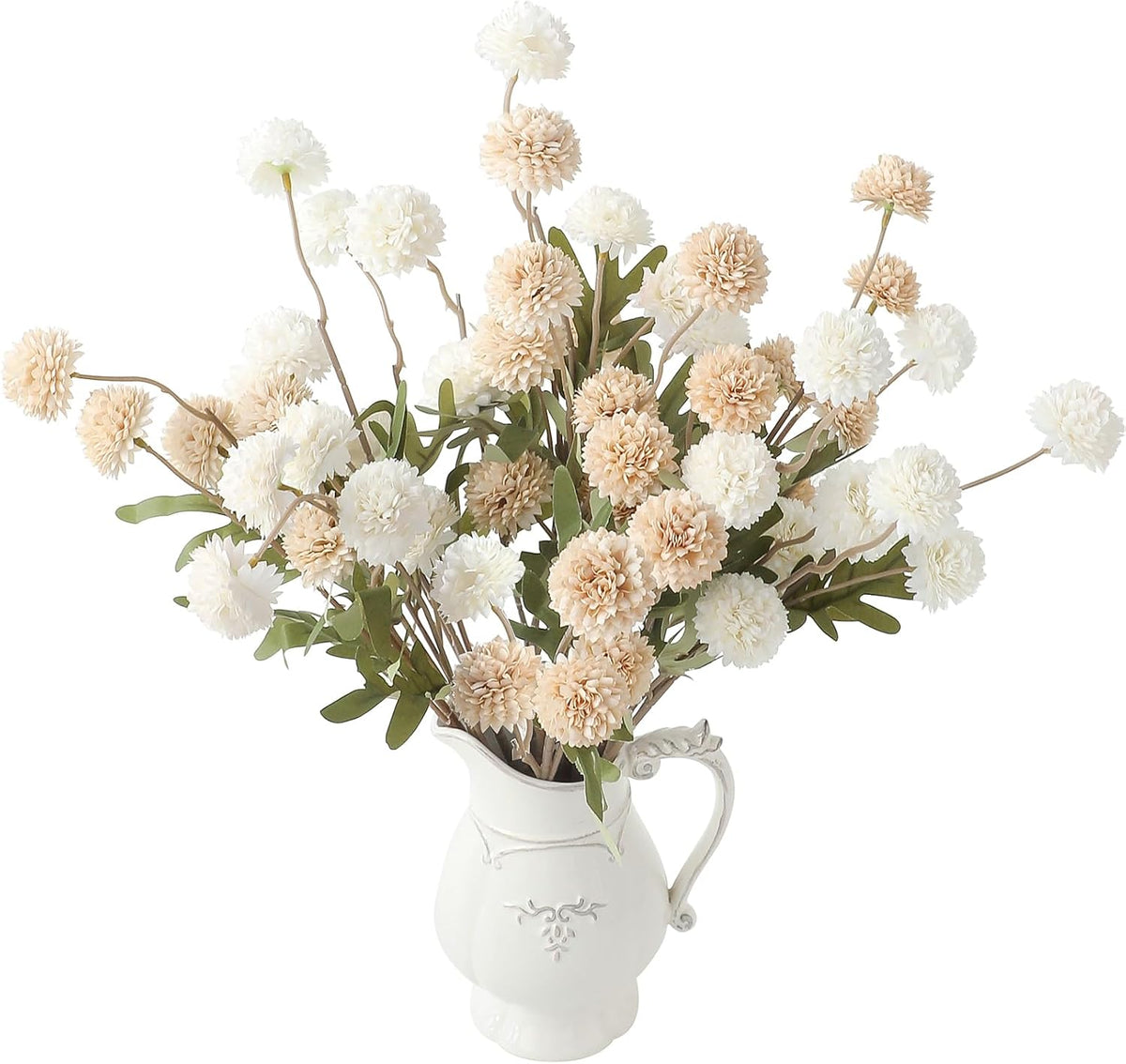 Floroom 5pcs Light Taupe Faux Silk Mums Artificial Flowers, Bulk Fake Small Mini Chrysanthemums with Stems for DIY Wedding Centerpieces Floral Arrangements Vase Fillers Home Decorations