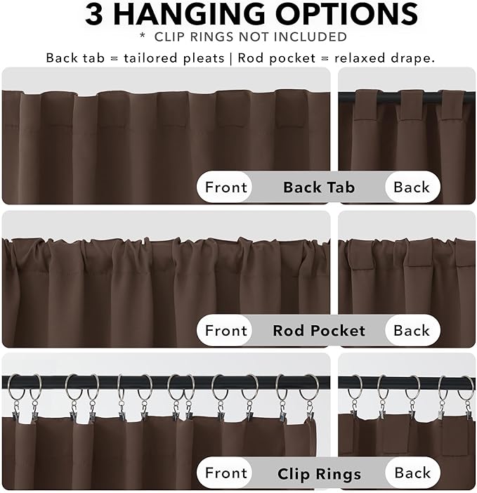 Deconovo Blackout Curtains, Thermal Insulated, W70 x L84 2 Panels, Back Tab - Image 2