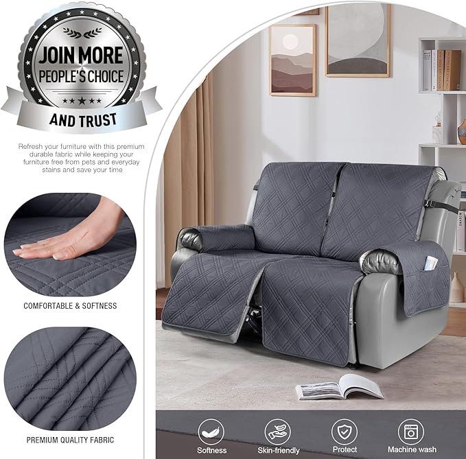 TAOCOCO 100% Waterproof Oversized Loveseat Recliner Cover, Non Slip Split - Image 2