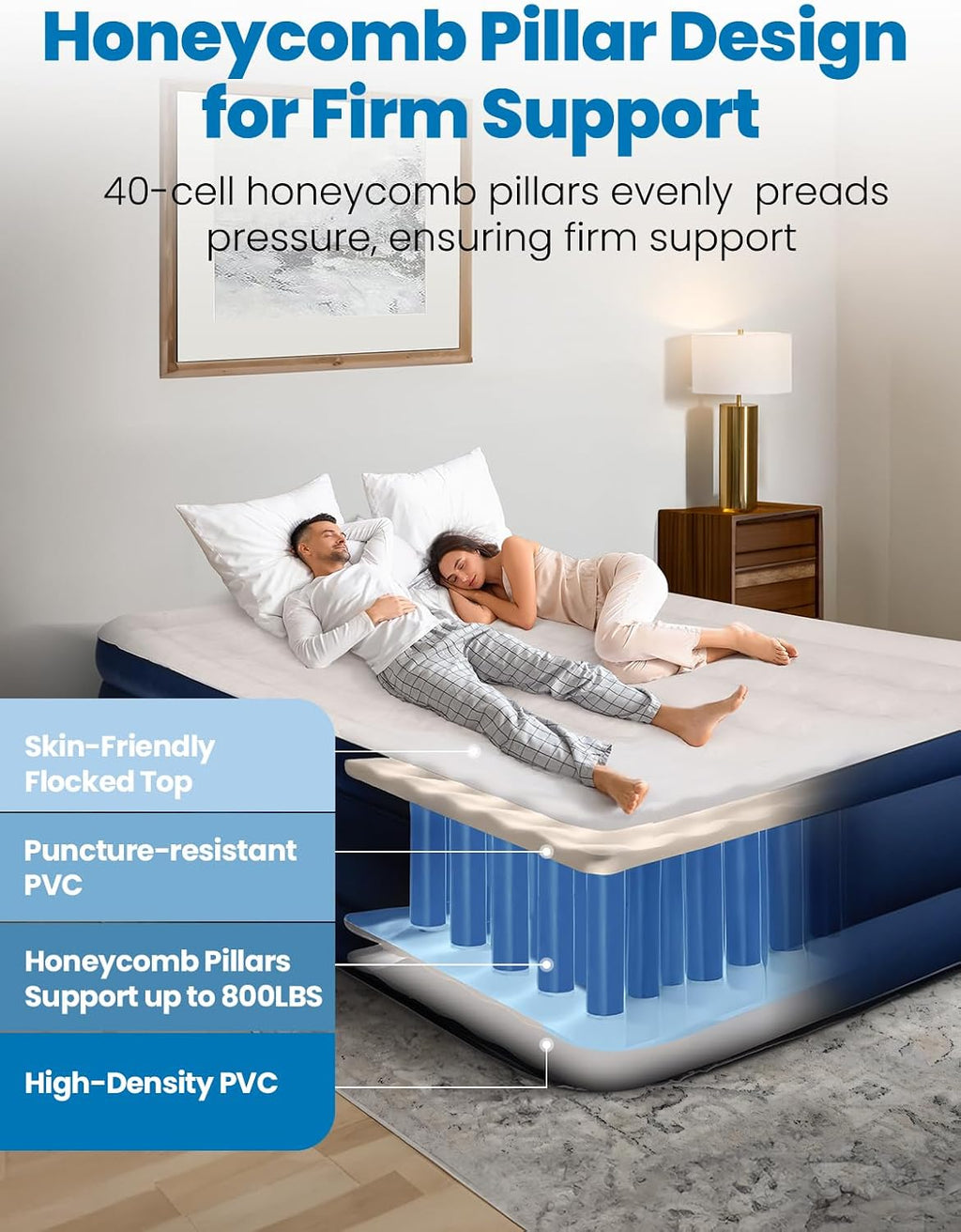 CHERIMOR Queen Air Mattress with Built in Pump, 18" Raised Upgraded Comfort