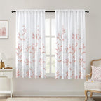 HOMEIDEAS Non-See-Through Pink and White Privacy Sheer Curtains 52 X 63 Inch by HOMEIDEAS