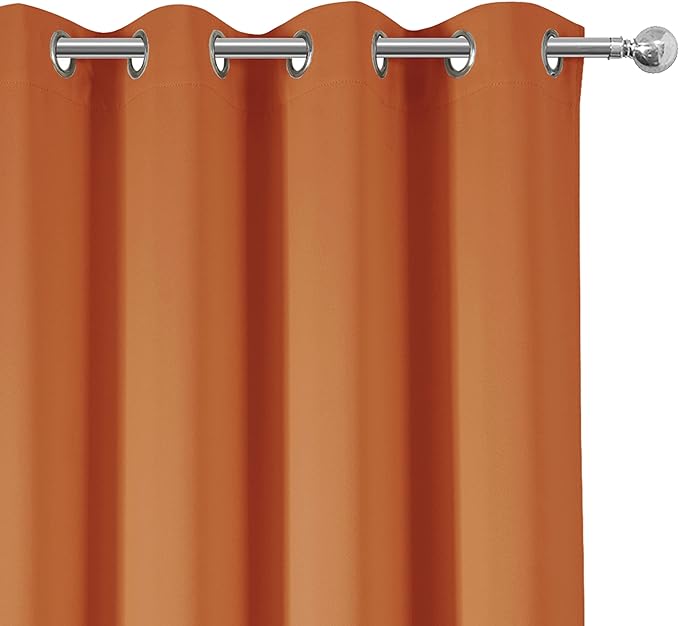 LEMOMO Orange Blackout Curtains 66 x 63 Inch Length/Set of 2 Curtain - Image 7