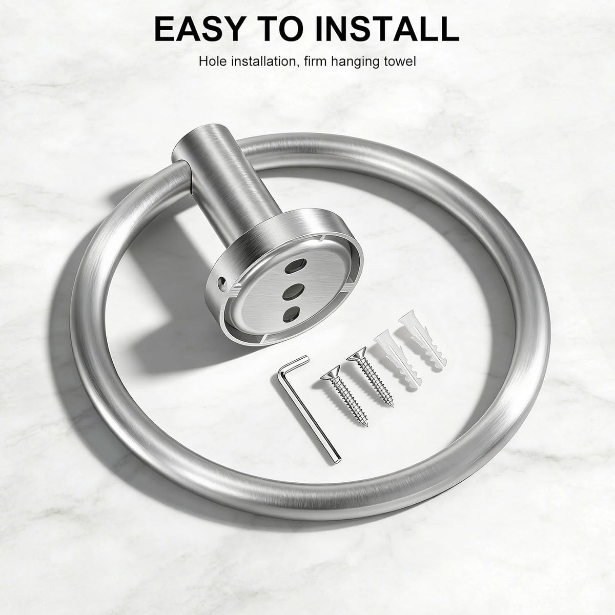 SetSail Towel Holder for Bathroom Wall Brushed Nickel Towel Ring, 2 Pack