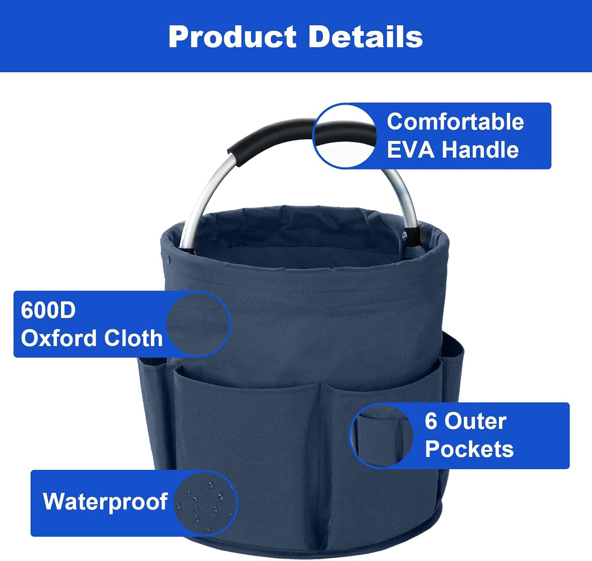 Cleaning Caddy with Handle, Cleaning Supplies Organizer Bucket